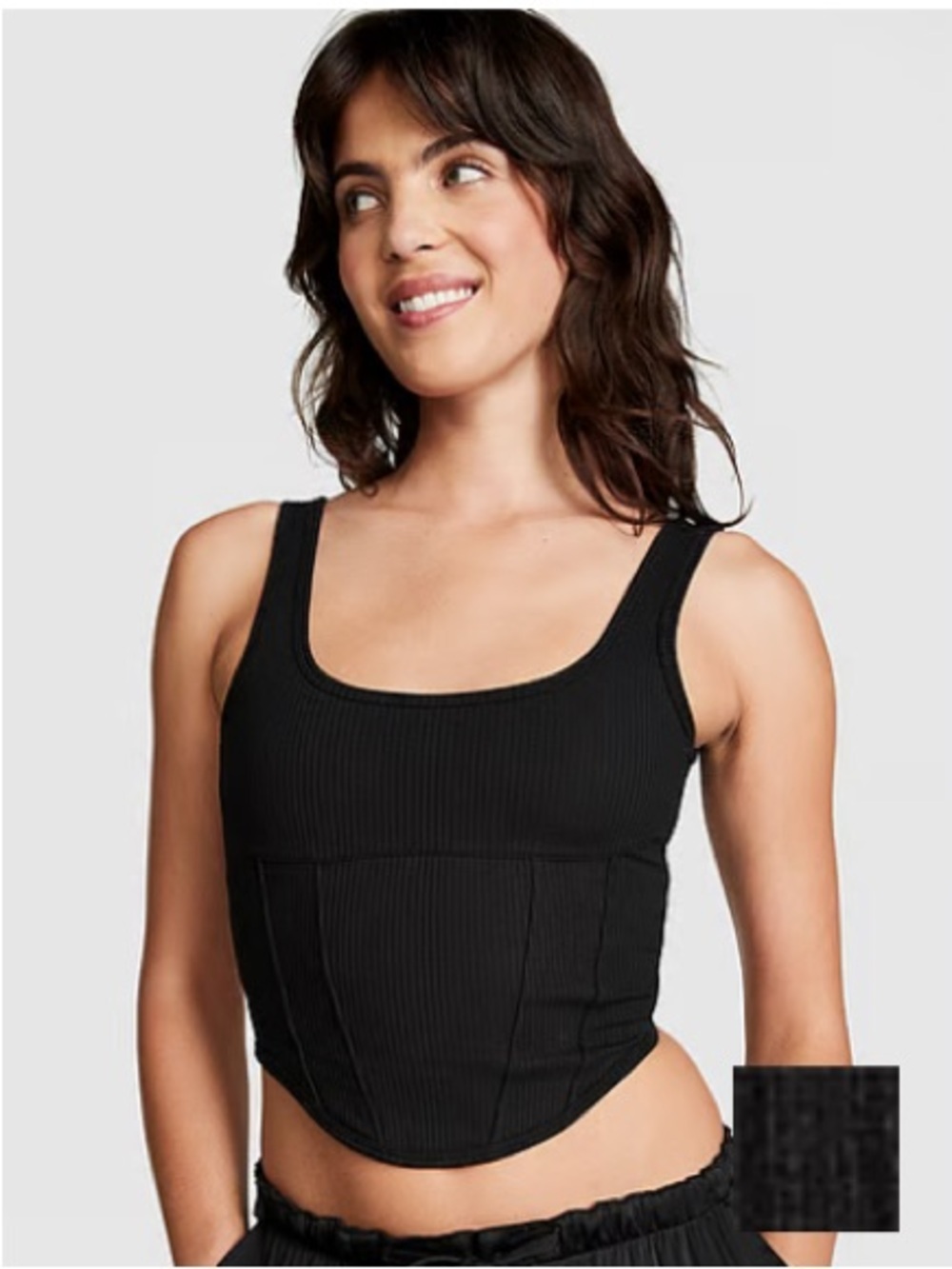 PINK Corset Black Top Women Size XS